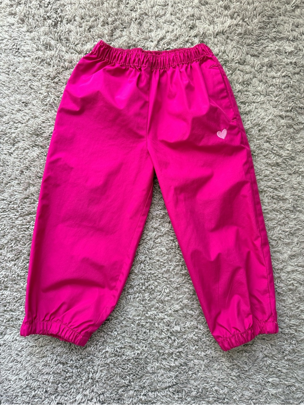 OshKosh B'gosh Bright Pink Elastic Waist wind/rain pants with Heart